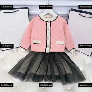 Kinderkleding Sets meisjes gebreide vest +no-mouwen rokken prinses gaasjurken baby pakken kinderkleding tweedelig set