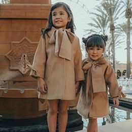 Enfants manteaux pour filles Trench veste pour enfants mode coréenne Bow vêtements d'extérieur automne vêtements adolescents filles Long manteau coupe-vent 231225