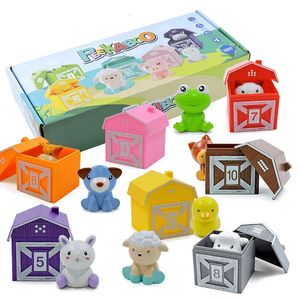 Enfants Couleur Tri Animal Correspondant Maison Montessori Jeu Arc-En-Doigt Marionnette Numéro Cognition Paroisse Apprentissage Jouets Sensoriels 240321