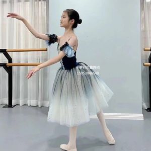 Los niños condole cinturón velo adulto ballet rendimiento ropa falda larga pequeño cisne danza lentejuelas princesa vestido uniformes del 240321