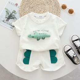 Niños Copa de algodón Out Summer Baby Baby Bes Cartoon Animal T Shirts 2 PPC/Sets Infant para niños Fashion Fashion Sportsuits