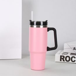 Los niños ahuecan la taza del coche del acero inoxidable 30oz con la taza de la paja de la capacidad grande de la taza del helado de la manija