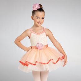 Enfants Costumes de ballet de dancewear genou sur le justaucorps tutu pour gamine pour les filles personnalisées