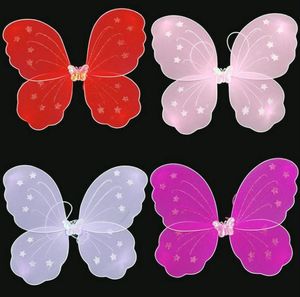 Día de los niños Decoración de fiesta Mostrar ropa Exquisito Pequeño Ángel Mariposa Ala Red Hilado Alas florales Ropa de hadas SN4697