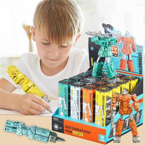 Kinderen Vervorming Speelgoed Balpen Robot Action Figure Kids Gift Student School Briefpapier Schrijfgerei Blauwe Inkt