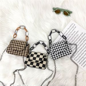 Enfants designer plaid sacs à main automne hiver enfants damier zéro portefeuille bébé fille chaîne accessoires une épaule princesse changement sac à main F983