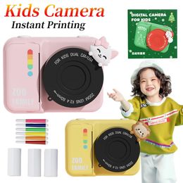 Appareil photo numérique pour enfants, écran de 30 pouces, papier thermique Po, impression instantanée avec double objectif HD 48mp, jouets d'anniversaire pour enfants, cadeau 240106