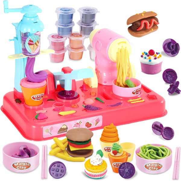 Enfants DIY Plasticine Noodle Maker Machine à crème glacée Moule Jouer Jouet Amusant Modelage Pâte Pâte Playset Pour Filles Et Garçons # 10 LJ201009