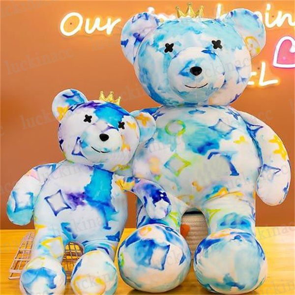 Muñecas para niños tendencia colorida corona oso almohada estampado de flores osos fluidos juguete de peluche lindo peluche muñeca de algodón regalo para niñas niños