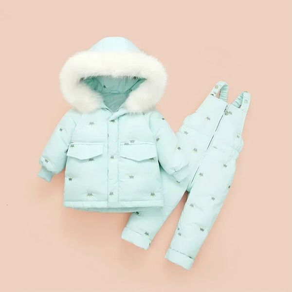 Enfants Down Coat Jacket Jumps combinaisons enfants Toddler Girl Gary Boy Vêtements Down 2pcs Hiver Tiptifit Costume Baby Baby Sautpuises Vêtements 231221