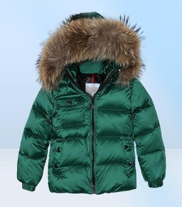 Chaqueta de plumón para niños 2021, Rusia, invierno, Cuello de piel de mapache, prendas de vestir cálidas para niños, abrigo de nieve, chaqueta de plumón para niños y niñas 188p9906378