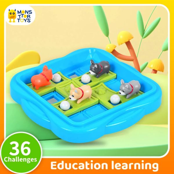 Enfants Toys Education Toys Naughty Pup Push Perle IQ Puzzle Toys Games de société Montessori Pensification logique Raisonnement spatial