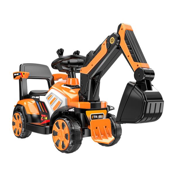 Excavadora eléctrica para niños, 2,4G, vehículo con control remoto por Bluetooth, doble accionamiento, puede sentarse, juguetes para niños, coche, patinete para bebés