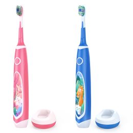 Kinderen elektrische tandenborstel met 2 min timer inductief opladen Leuke dier ontwerp slimme orale borstel 200 stks