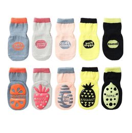 Kinderen Vloer Sokken Leuke Fruit Printing Anti-Sok Sokken Peuter Siliconen Antislip Sox Jongens Meisjes Trampoline Sok voor 1-4