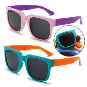 Kinderen opvouwbare draagbare vierkante zonnebril voor kinderen Vintage Sports UV400 TAINDS Glazen Bladen meisjes Baby Summer Outdoor Eyewear L2405