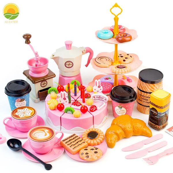 Enfants nourriture jouet gâteau Simulation après-midi thé coupe ensemble enfants café semblant jeu jouer maison fille cuisine 3 ans cadeaux d'anniversaire 240112