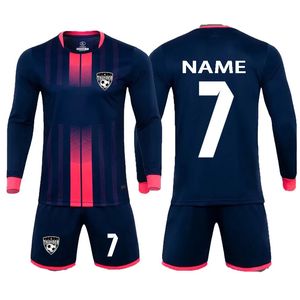 Kinderen voetbalshirts stelt mannen voor jongens voetbalkledingpak Long Short Sleeve Kids Uniforms Tracksuit Jersey Kit 240321
