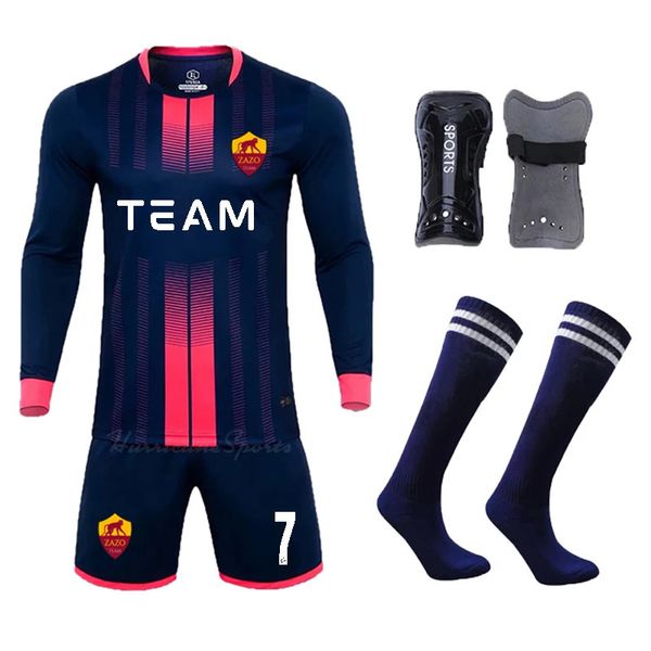 Conjuntos de camisetas de fútbol para niños, ropa de fútbol para hombres, traje para niños, uniformes de fútbol, chándal, kits de Jersey, espinilleras, almohadillas, calcetines 240116