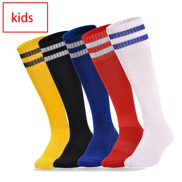 Chaussettes de football pour enfants avec motif rayé chaussettes de football hautes antidérapantes bas longs Trusox chaussettes de sport pour enfants en plein air longues serviettes