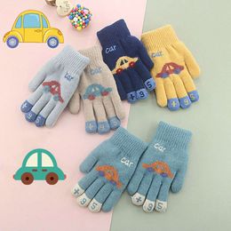 Enfants pendant 4 à 8 ans garçons hiver tricots doux chaud mignon cartographie voiture gants gants gants full doigt filles mittens l2405