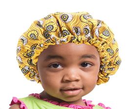 Bonnet en Satin pour enfants filles, Double couche réglable, casquettes de sommeil pour enfants, Turban imprimé africain, couverture de cheveux pour bébé Hat4311318