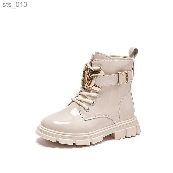 Niños Niñas Botines Hebilla brillante Cremallera lateral Primavera fresca Nuevo 2023 Estilo británico Botas de moda para niños para pasarela antideslizante L230518