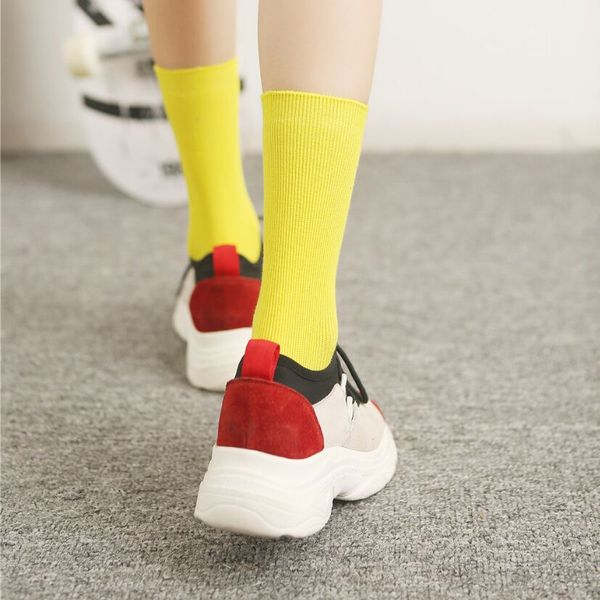 Enfants filles longues chaussettes de chaussures solides couleurs de bonbons