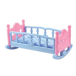 Enfants filles jouer maison jouet lit princesse poupée Shaker lits doubles moustiquaire Simulation berceau 240223