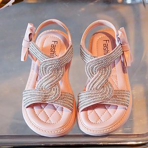 Chaussures pour les filles pour filles pour tout-petits chaussures de mode d'été pour 3 à 7 ans sandalias semelles légères chaussures de mode enfants rose rose 240416