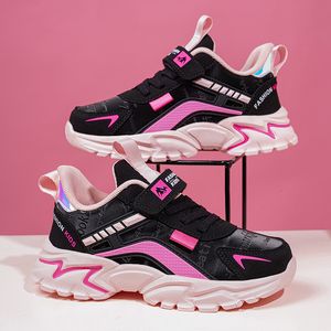 Niños Girls Fashion PU Leather Pu Cuerpo para niños Ligeros livianos Lindo Pink Running Tennis Snakers para niña 230220