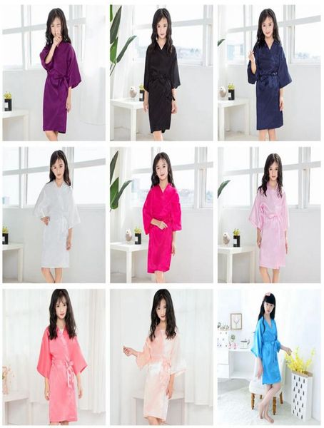Niños Girls Summer Rolles Niñas Niñas Sark Silk Satin Kimono Rata Girls Pajamas de sueño