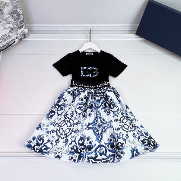 Falda de princesa para niña, vestido informal bonito con estampado de oso de dibujos animados y cuello redondo, falda para niño