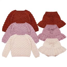 Kinderen Meisjes Trui Popcorn y Kabel Babykleertjes Peuter Kids Gebreide Trui Tops Jurk Herfst Bovenkleding 240124