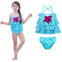 Maillots de bain enfants filles 2019 été deux pièces maillots de bain bébé sirène étoile de mer maillot de bain dessin animé enfants échelle de poisson Bikinis C6380