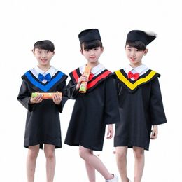 enfants Graduati Costumes School Academinc Uniforme Garçons Gilrs Photographie Performance Vêtements Maternelle Bachelor Robes 63TU #