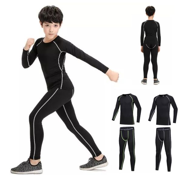 Ropa de gimnasia para niños Traje deportivo para niños Ropa deportiva de compresión de secado rápido Traje deportivo ajustado para niños Traje deportivo para niñas Pantalón largo y top para correr