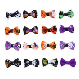 Kinderen Haar Bogen Halloween Haarspeld Baby Meisjes Pompoen Ghost Afdrukken Haaraccessoires Cartoon Kids Bow Barrettes 16 kleuren