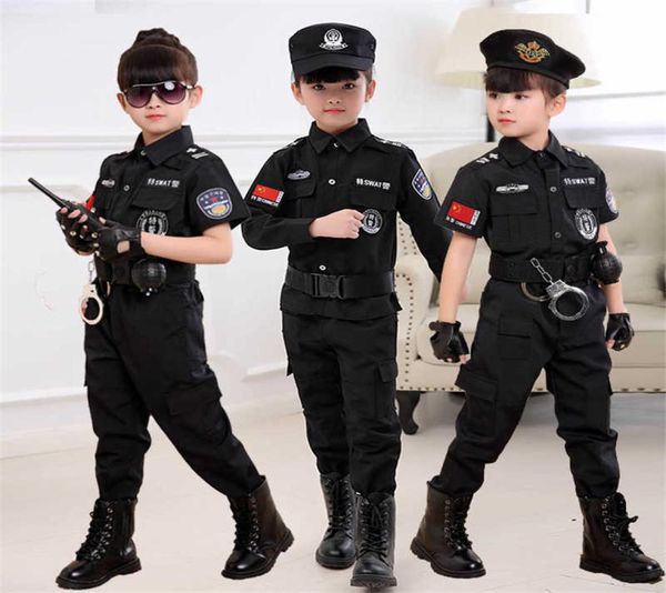 Niños Disfraces de policía de Halloween Fiesta infantil Carnaval Uniforme de policía 110160 cm Niños Ejército Policías Cosplay Conjuntos de ropa Y09132221988