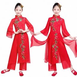 enfants hanfu classique yangko scène de danse encre classique danse s filles pratique vêtements fan dance H5Hy #