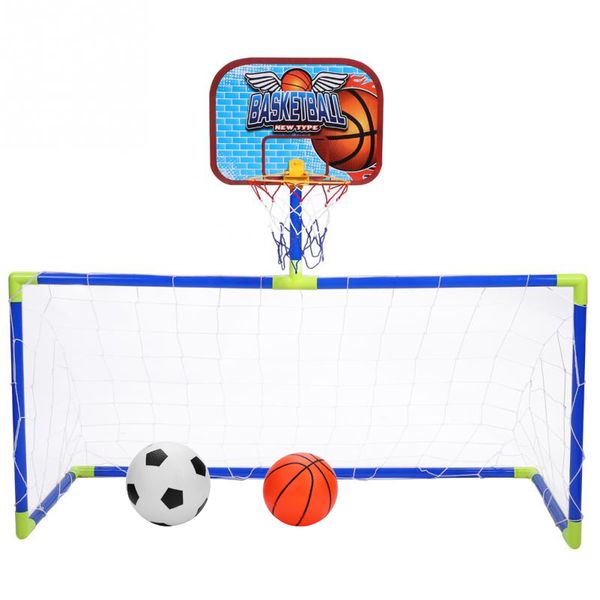 Enfants Hanging Basketball 2 stand intérieur en 1 Mini Basketball Hoop Football Goal Net Backboard Football Garde cadre Set Kid Jeu