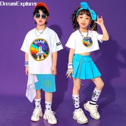 Niños Hip Hop Summer Stors Sets Girls Crop Top Sweet Sweet Camiseta Camiseta Danza calle Shorts Solid Cargo Climas de jazz para niños
