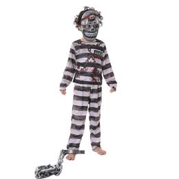 Kinderen horror bloedige gevangenen cosplay kostuum met maskers jongens meisjes Halloween monster -outfit Carnival Pasen Purim Fancy Dress