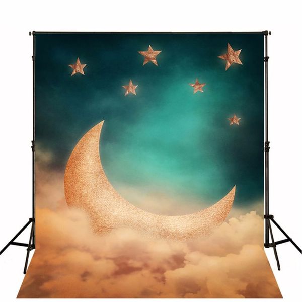 Enfants intérieur Studio fond tissu croissant de lune navire étoiles anniversaire photographie décors nouveau-né bébé douche toile de fond