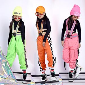 Ropa de escenario Niños Trajes de baile de jazz Tops negros Pantalones sueltos Ropa de hip-hop Salón de baile moderno Trajes de calle para niños DQS295