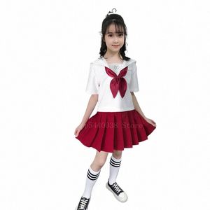 Enfants JK Uniformes Japonais Sailor Navy Cosplay Costume Kawaii Collage Étudiant Performance Stage Wear Filles Outfit Costumes d71a #