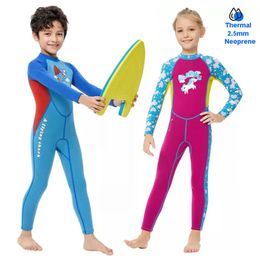 Kinderen houden warm badkleding 2,5 mm neopreen thermisch zwemspuit voor kinderen jongens meisjes lange duikpak vol lichaam warmte watersport slijtage