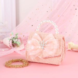 Enfants Enfants Sweet Princess Socled Sac Shinny Crystal Lace Bowknot Crown Pack Chain de perle détachable Perle pour filles