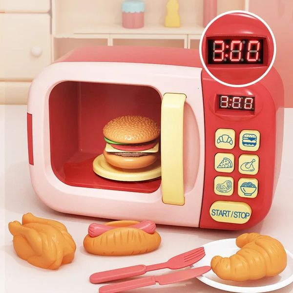 Juguetes de cocina para niños, juego de simulación, mini horno microondas, corte de alimentos, juego de rol, juguete educativo para niños y niñas 240112