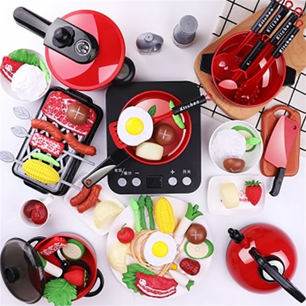 Enfants Cuisine Jouets Set Faire semblant Jouer Simulation Alimentaire Casseroles Casserole Cuisine Jouer Maison Cuisine Enfants Jouet Cadeau Pour Filles Garçons LJ201211